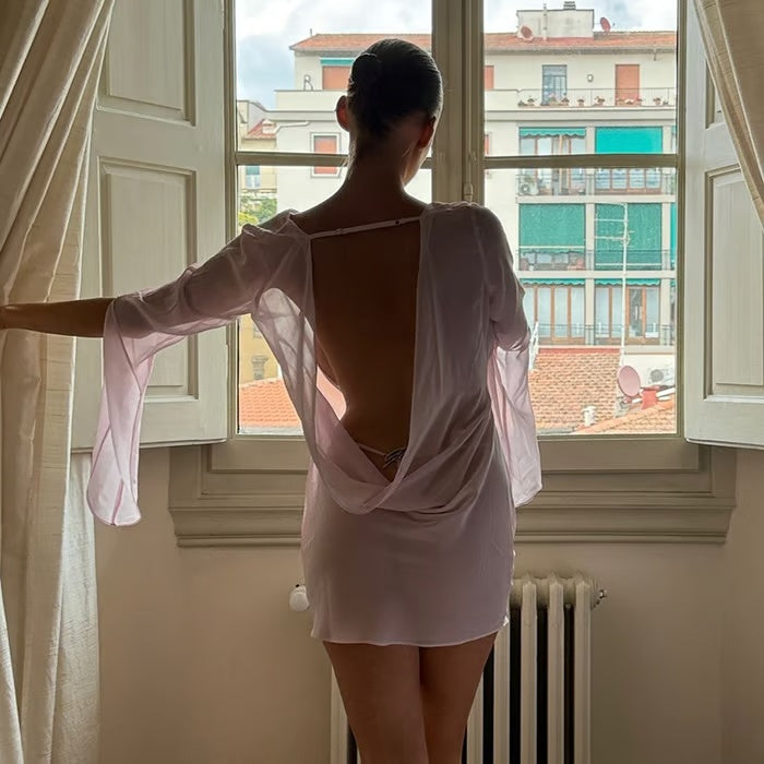 Sexy Mesh Backless Mini Dress