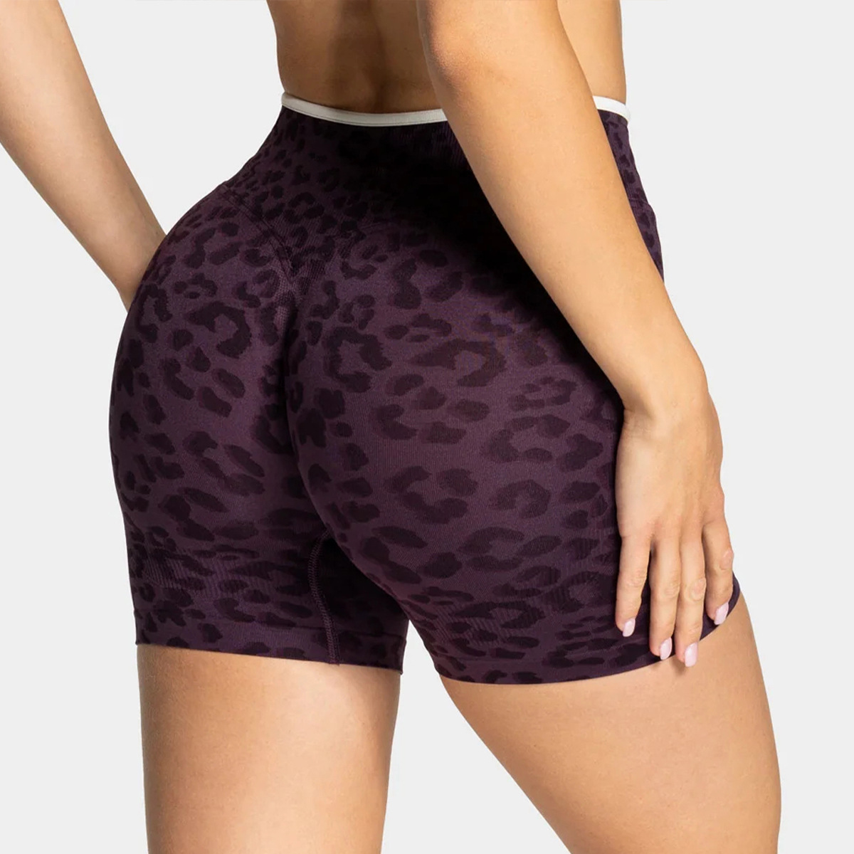 Seamless Leopard Print High Waist Workout Shorts