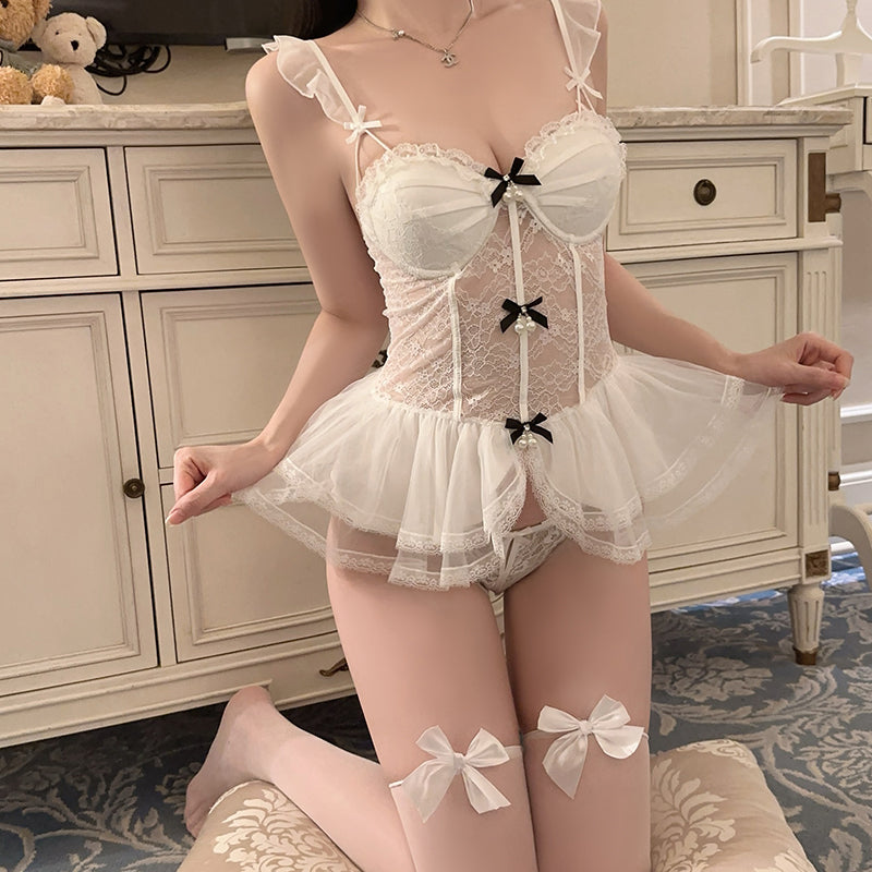 Mesh lace suspender nightdress