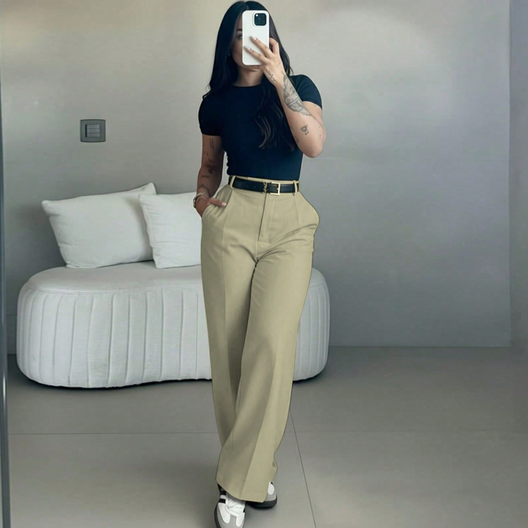 Luna High-Waist Tailored Pants
