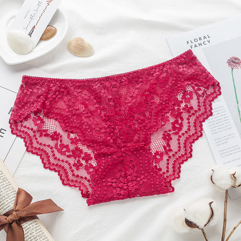 Lace transparent low waist seamless sexy briefs