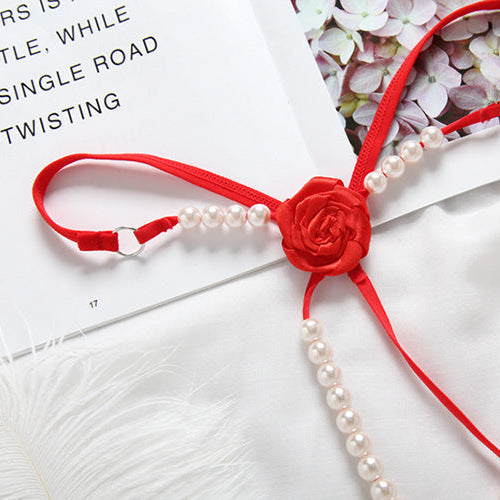 Red & Black Pearl Garter Harness