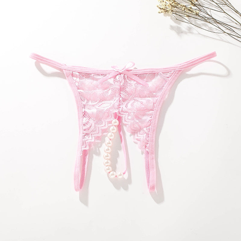 Pearl Massage Sexy Lace Transparent Thong