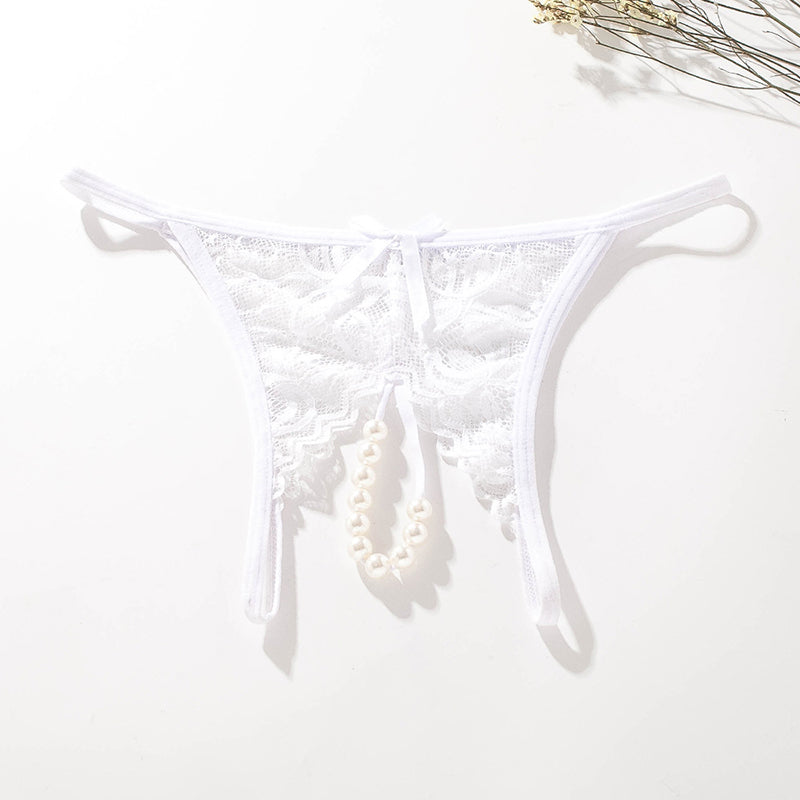 Pearl Massage Sexy Lace Transparent Thong