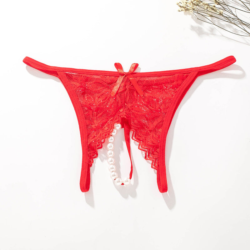 Pearl Massage Sexy Lace Transparent Thong