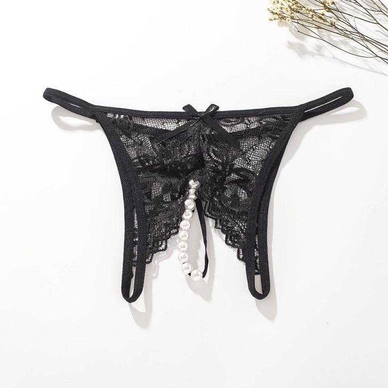 Pearl Massage Sexy Lace Transparent Thong