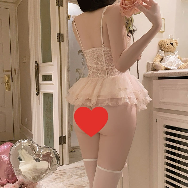 Mesh lace suspender nightdress