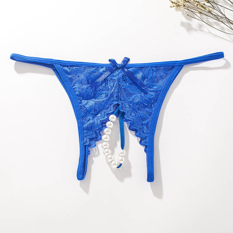 Pearl Massage Sexy Lace Transparent Thong