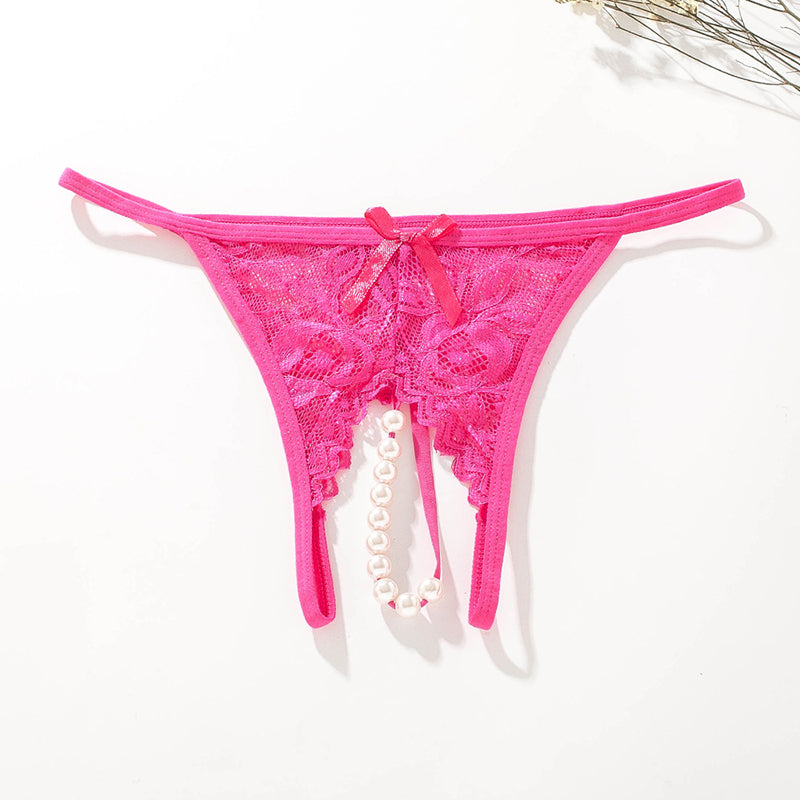 Pearl Massage Sexy Lace Transparent Thong