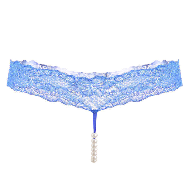 Sexy lace T-back pearl panties