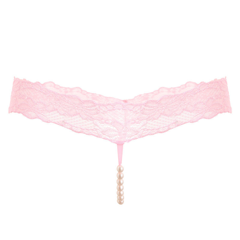 Sexy lace T-back pearl panties
