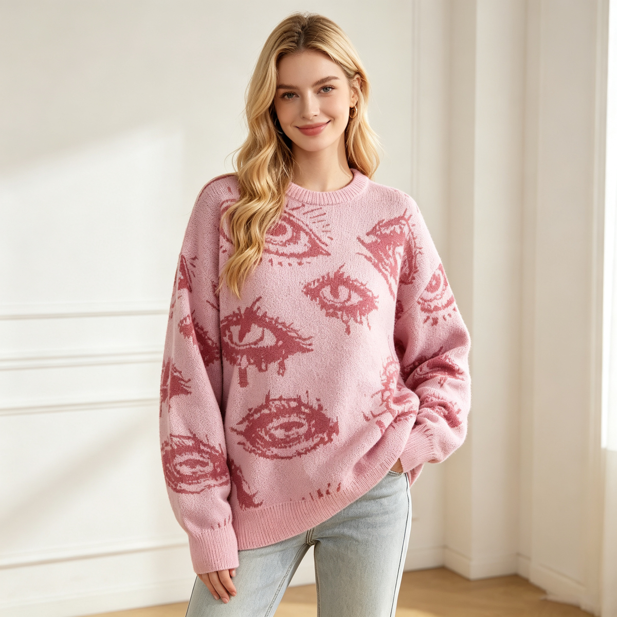 Luna Eye Pattern Knit Sweater