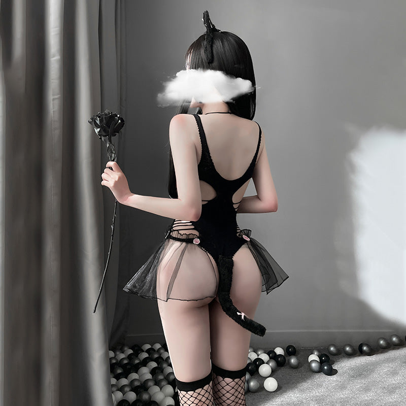 Pussycat One-Piece Mesh Suit