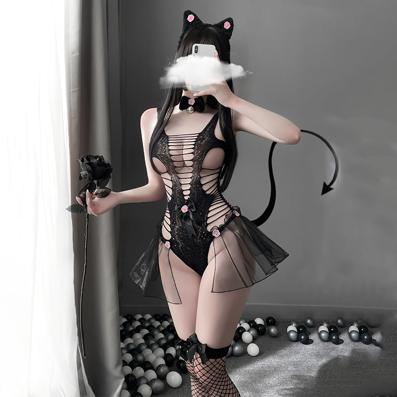 Pussycat One-Piece Mesh Suit