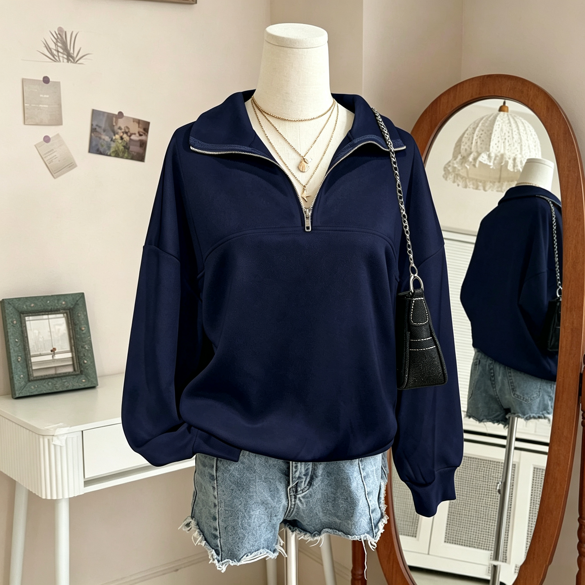 Evelyn Half-Zip Pullover Sweatshirt