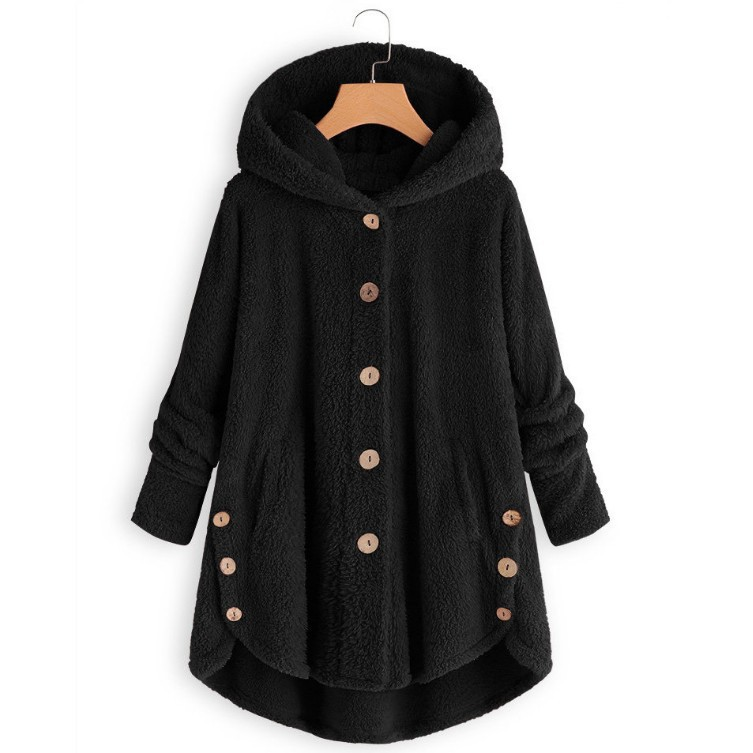 Marlow Hooded Button-Front Fleece Coat