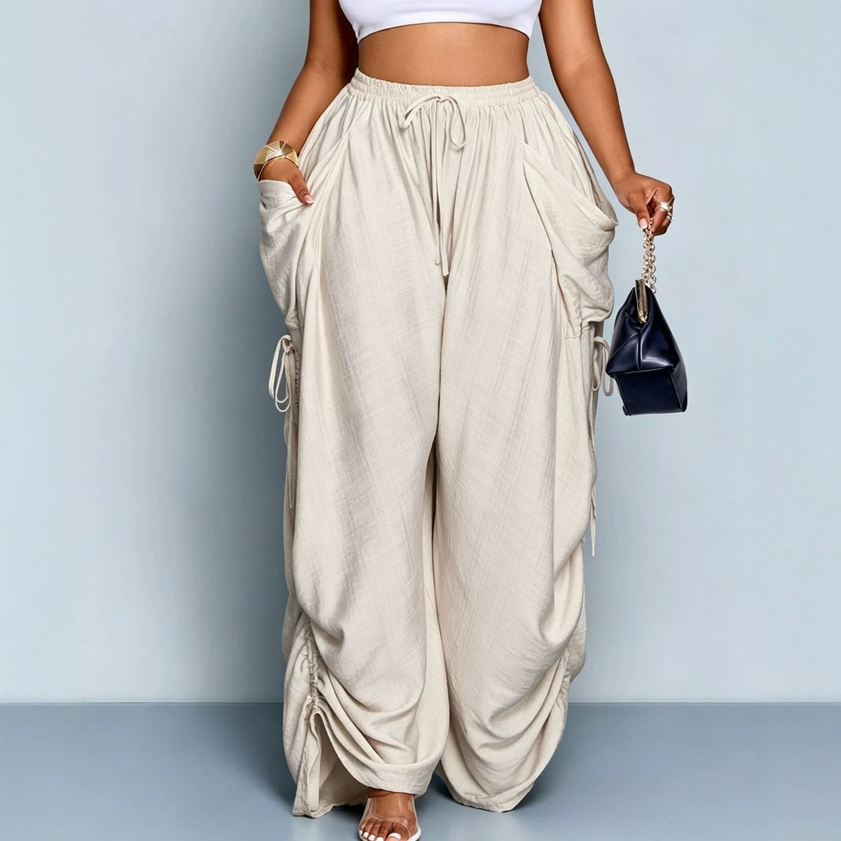 Aveline High-Waisted Drawstring Harem Pants