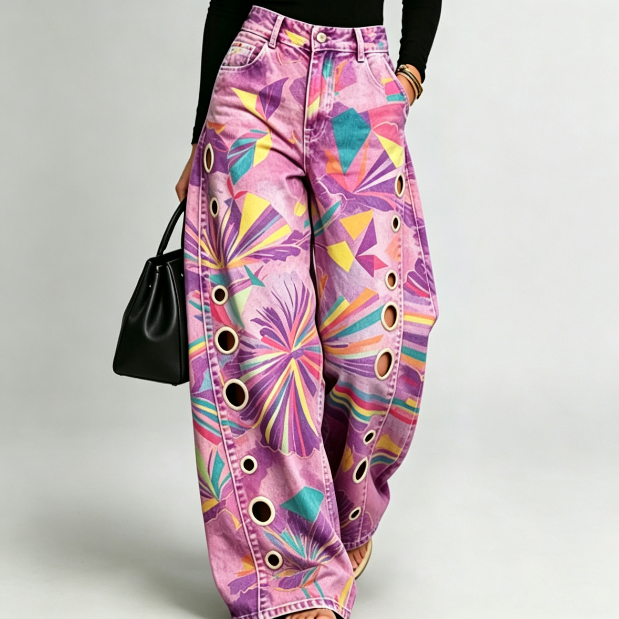 LunaBloom™ Printed Wide Leg Jeans