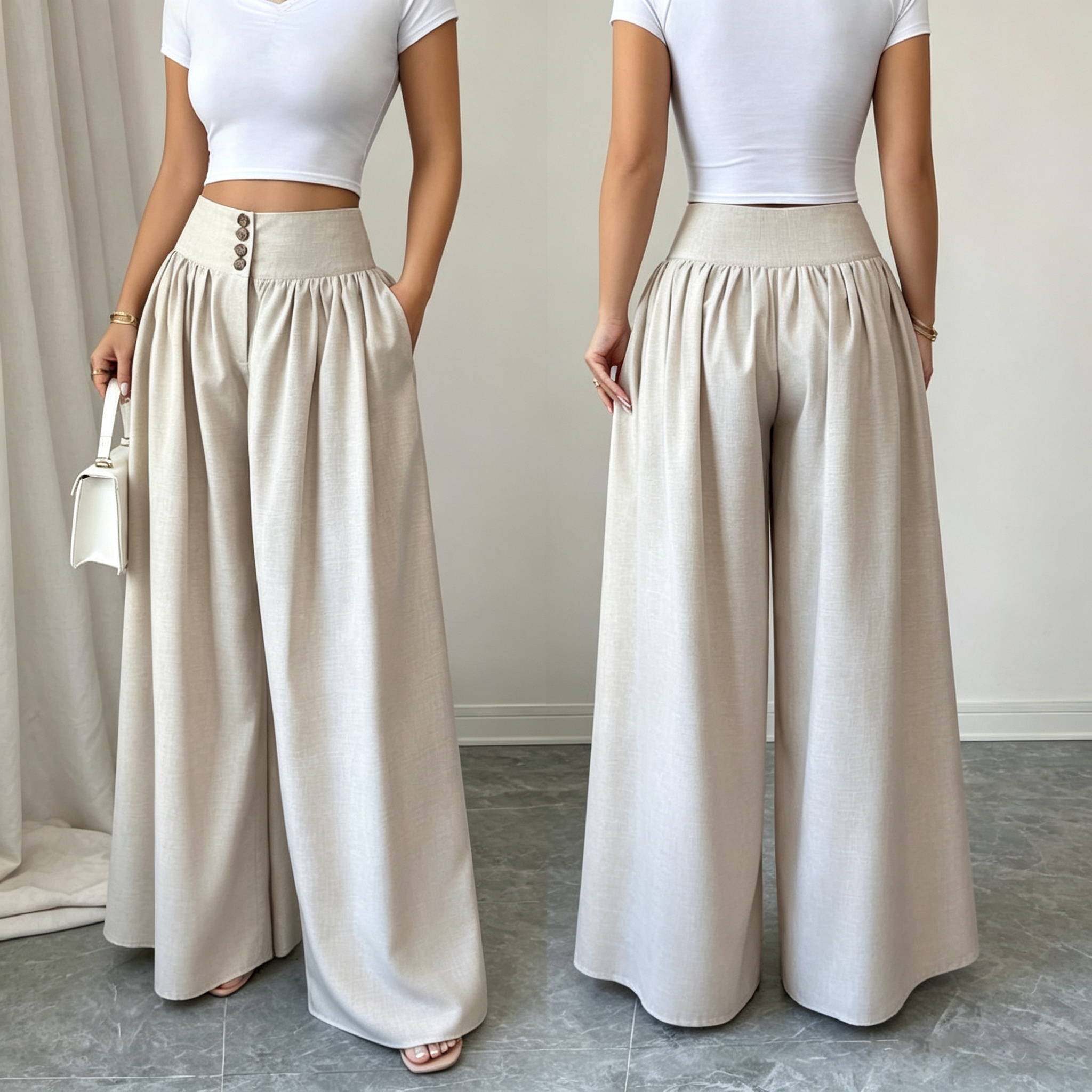 Luna High-Waist Wide Leg Pants Q