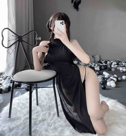 Sexy lingerie cheongsam uniform high slit