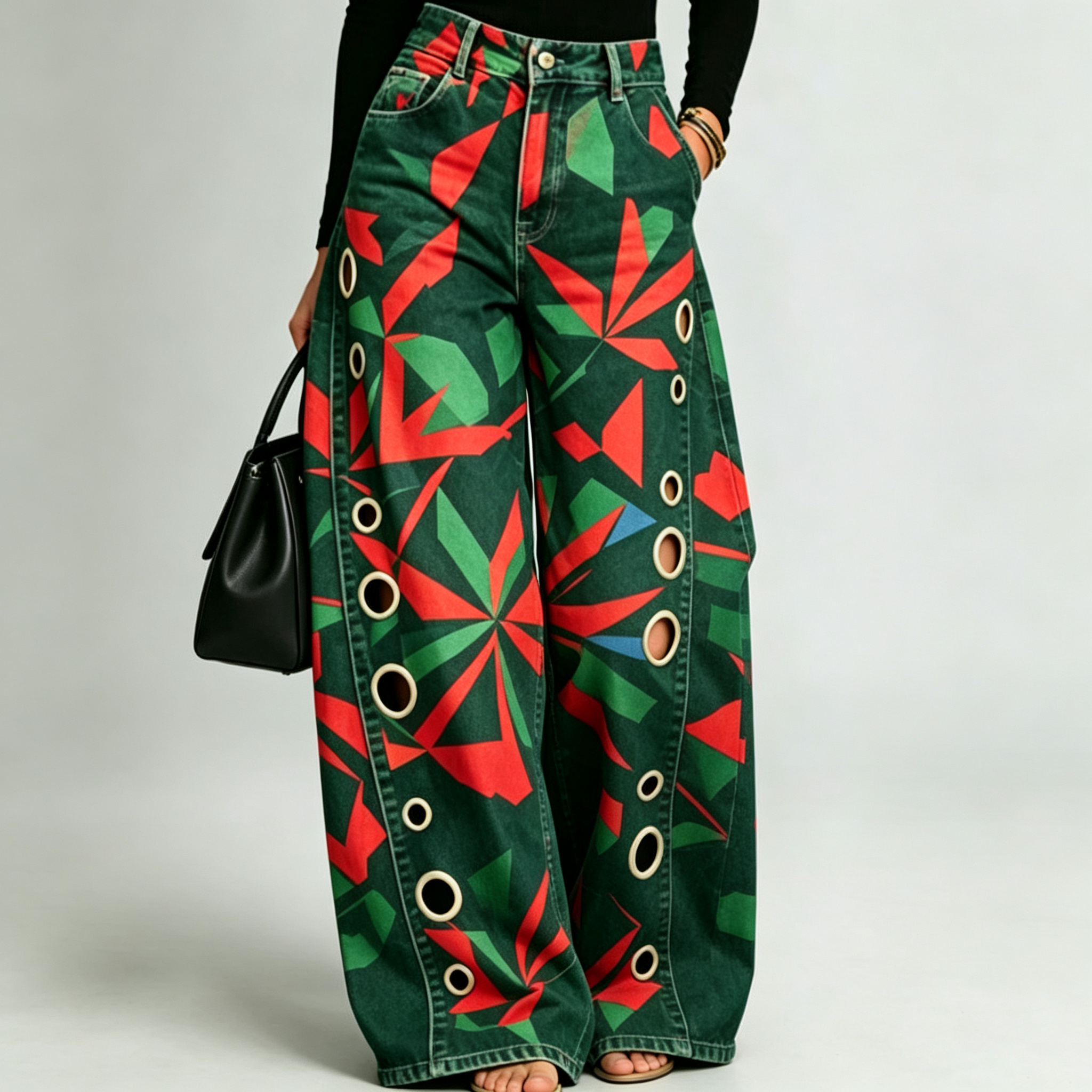LunaBloom™ Printed Wide Leg Jeans
