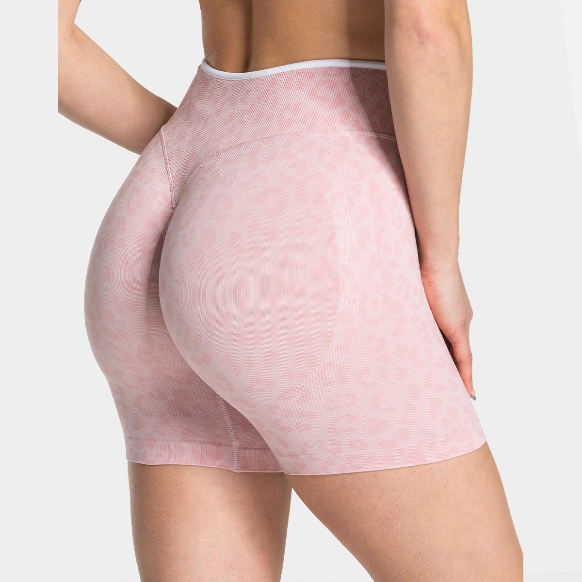 Seamless Leopard Print High Waist Workout Shorts
