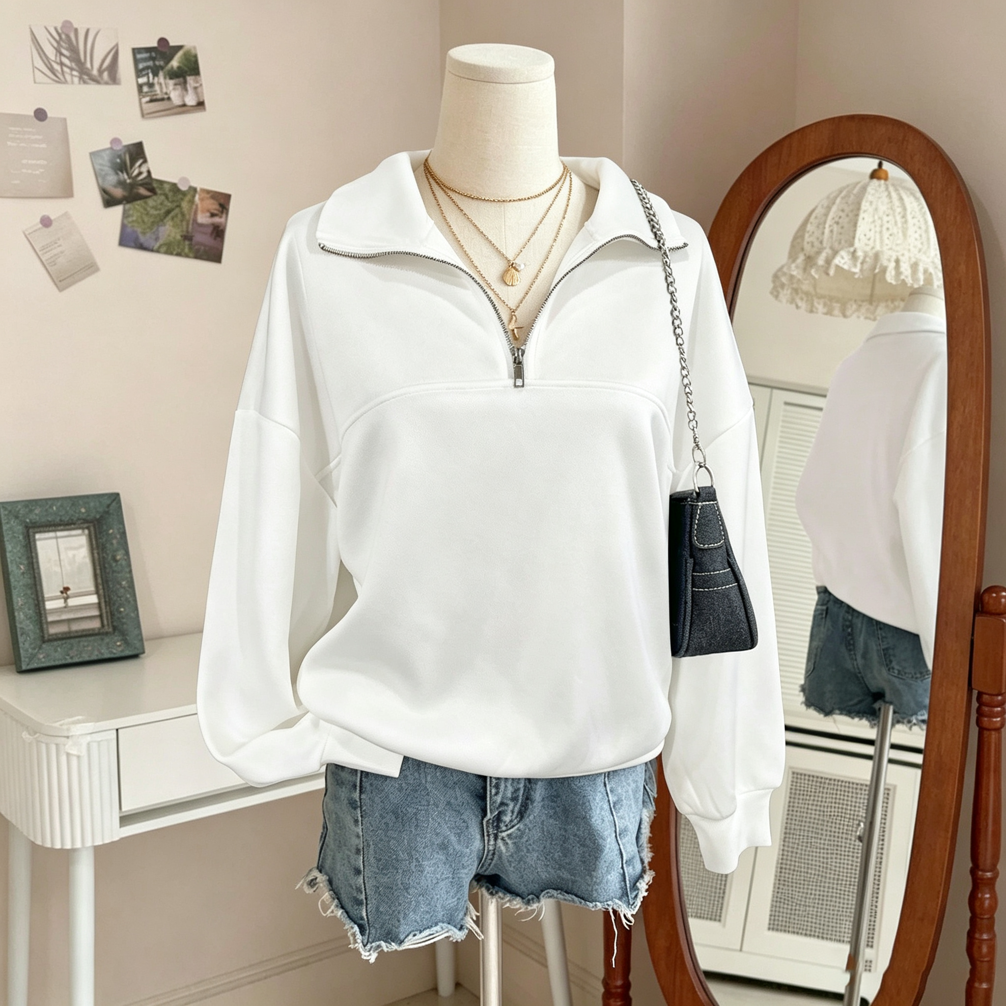 Evelyn Half-Zip Pullover Sweatshirt