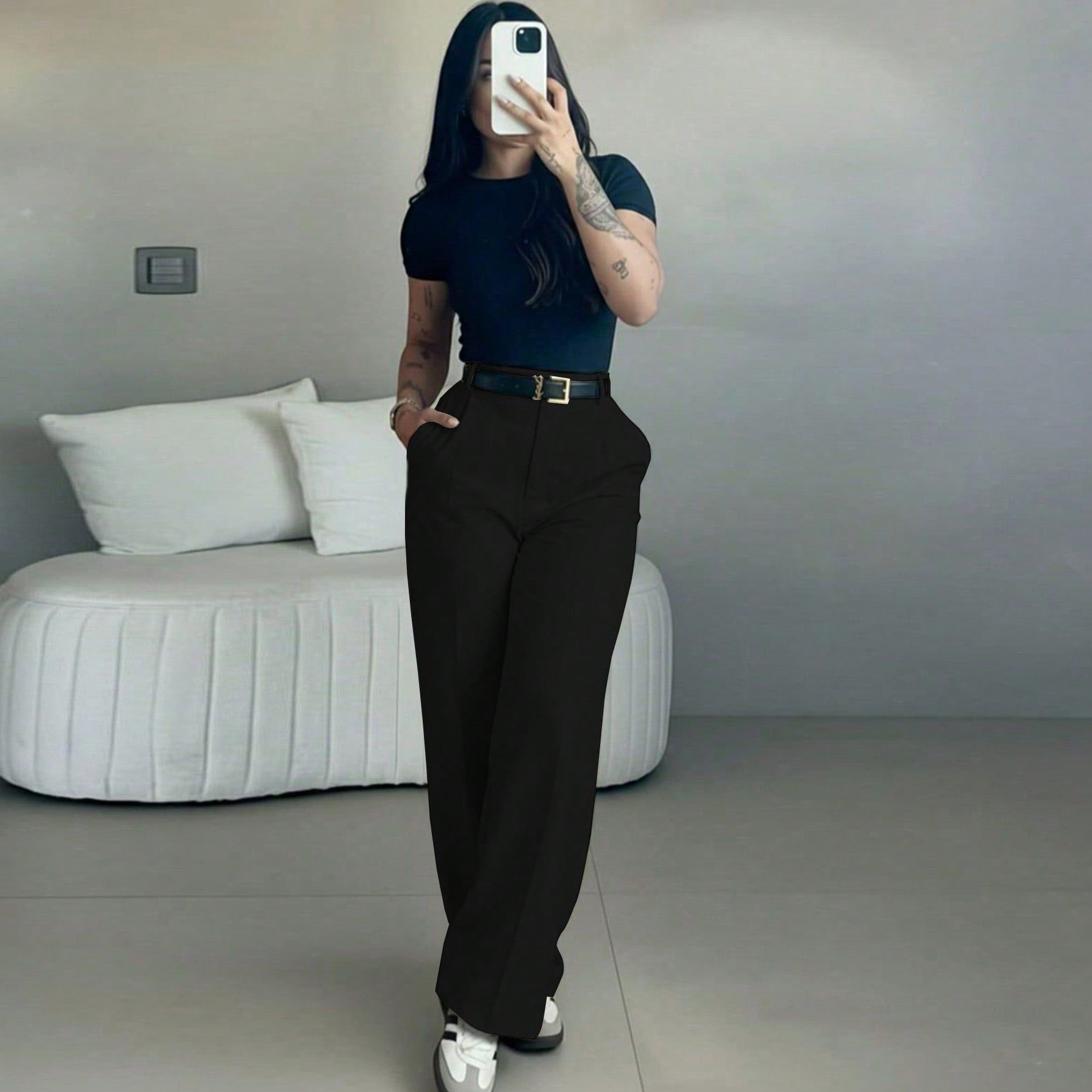 Luna High-Waist Tailored Pants