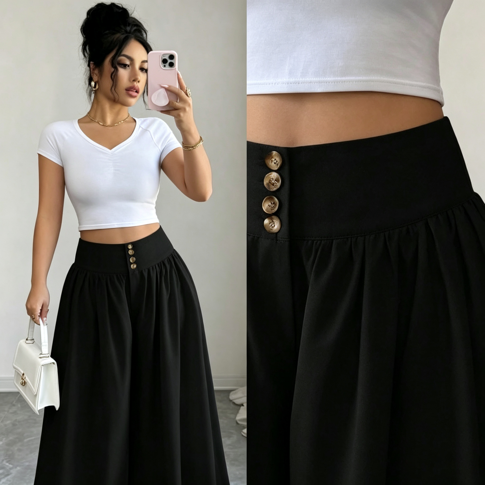 Luna High-Waist Wide Leg Pants Q