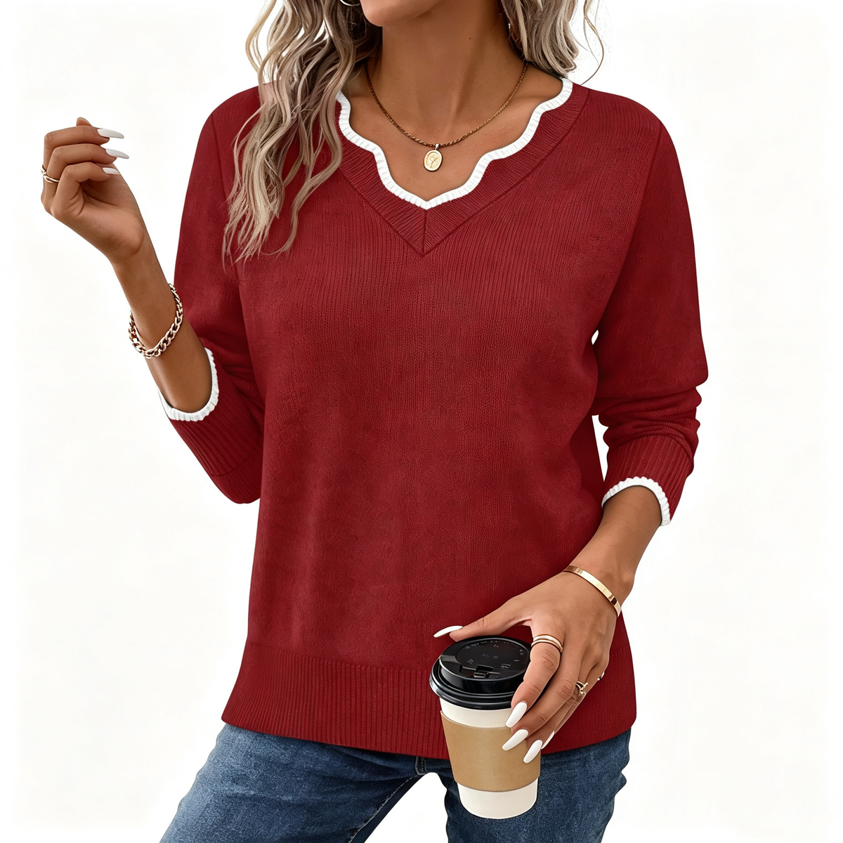 Luna V-Neck Knit Sweater