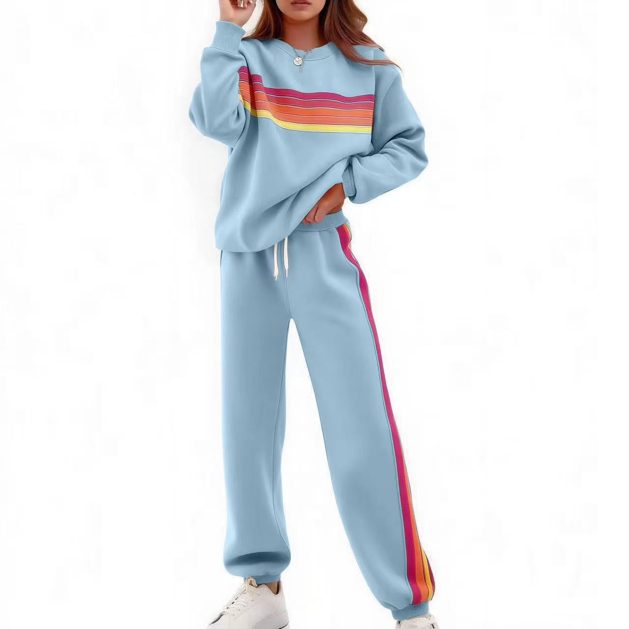 Rainbow Stripe Relaxed Fit Two-Piece Set
