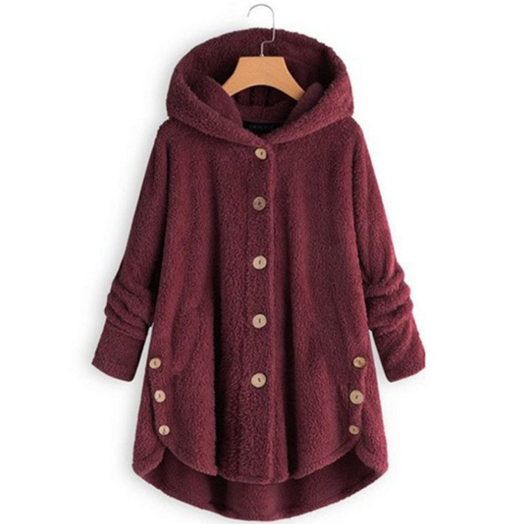 Marlow Hooded Button-Front Fleece Coat