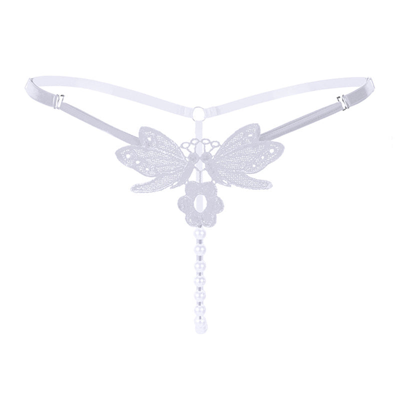 Embroidered pearl sexy transparent temptation T-shirt