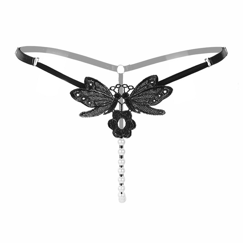Embroidered pearl sexy transparent temptation T-shirt