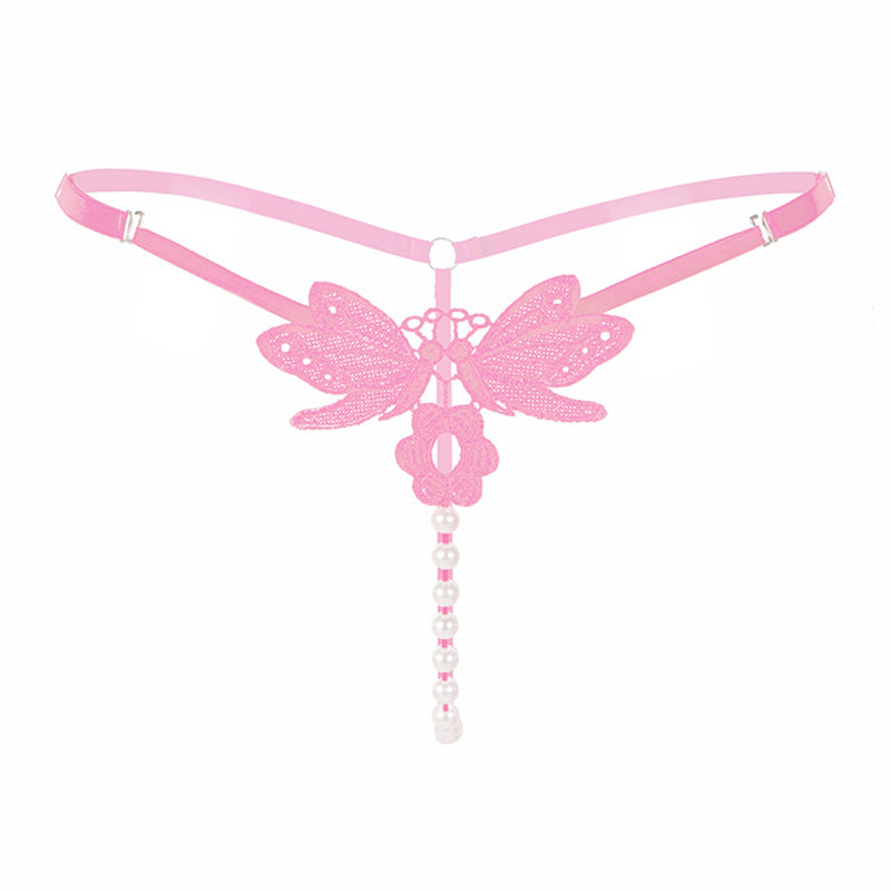 Embroidered pearl sexy transparent temptation T-shirt