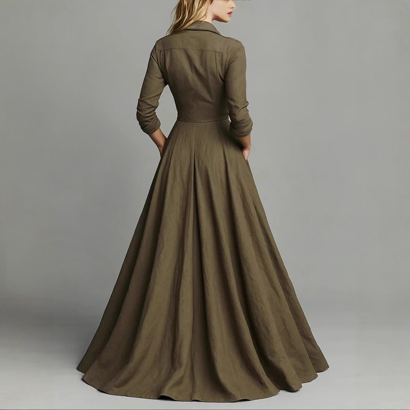 Elena Belted Maxi Shirt Dress