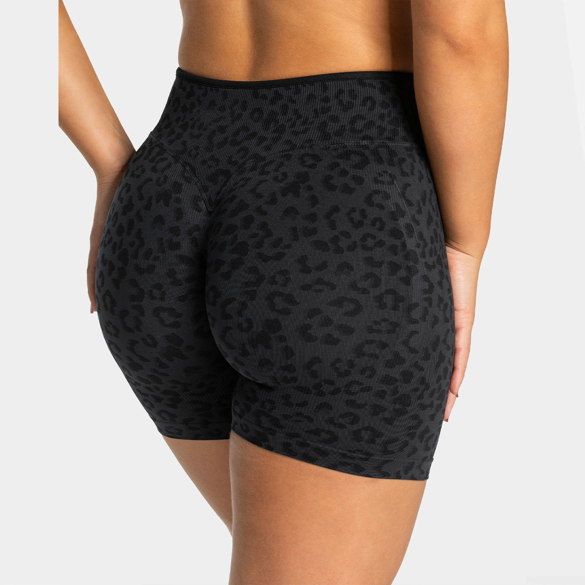 Seamless Leopard Print High Waist Workout Shorts