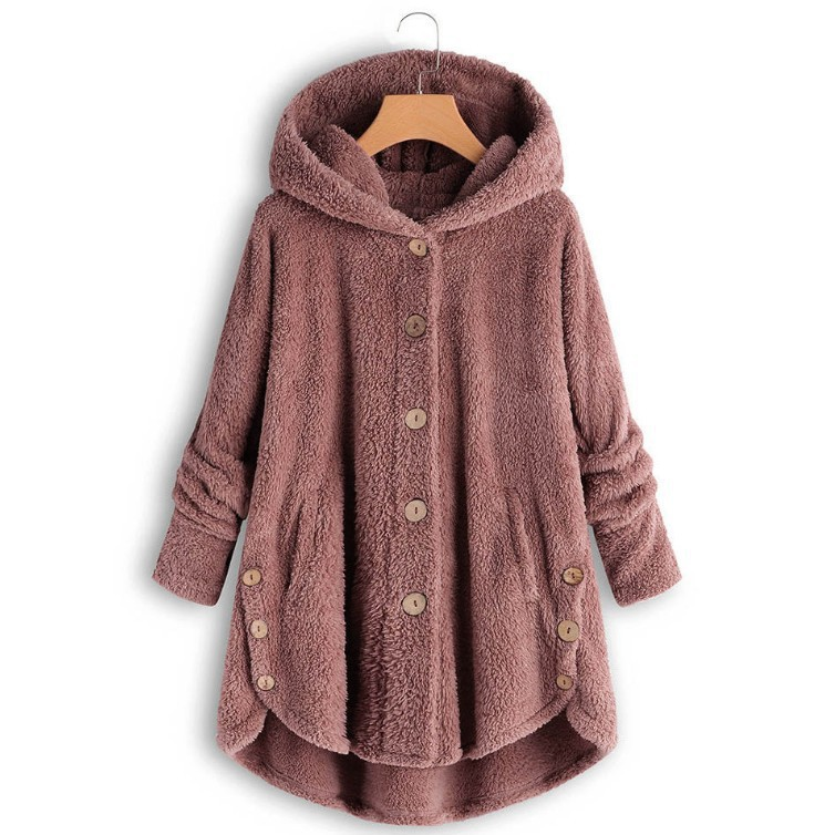 Marlow Hooded Button-Front Fleece Coat