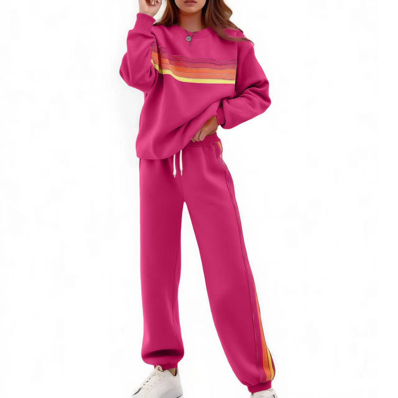 Rainbow Stripe Relaxed Fit Two-Piece Set