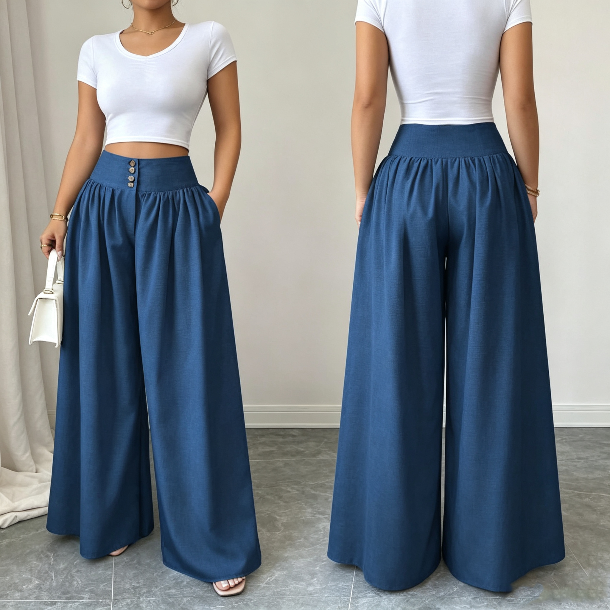 Luna High-Waist Wide Leg Pants Q