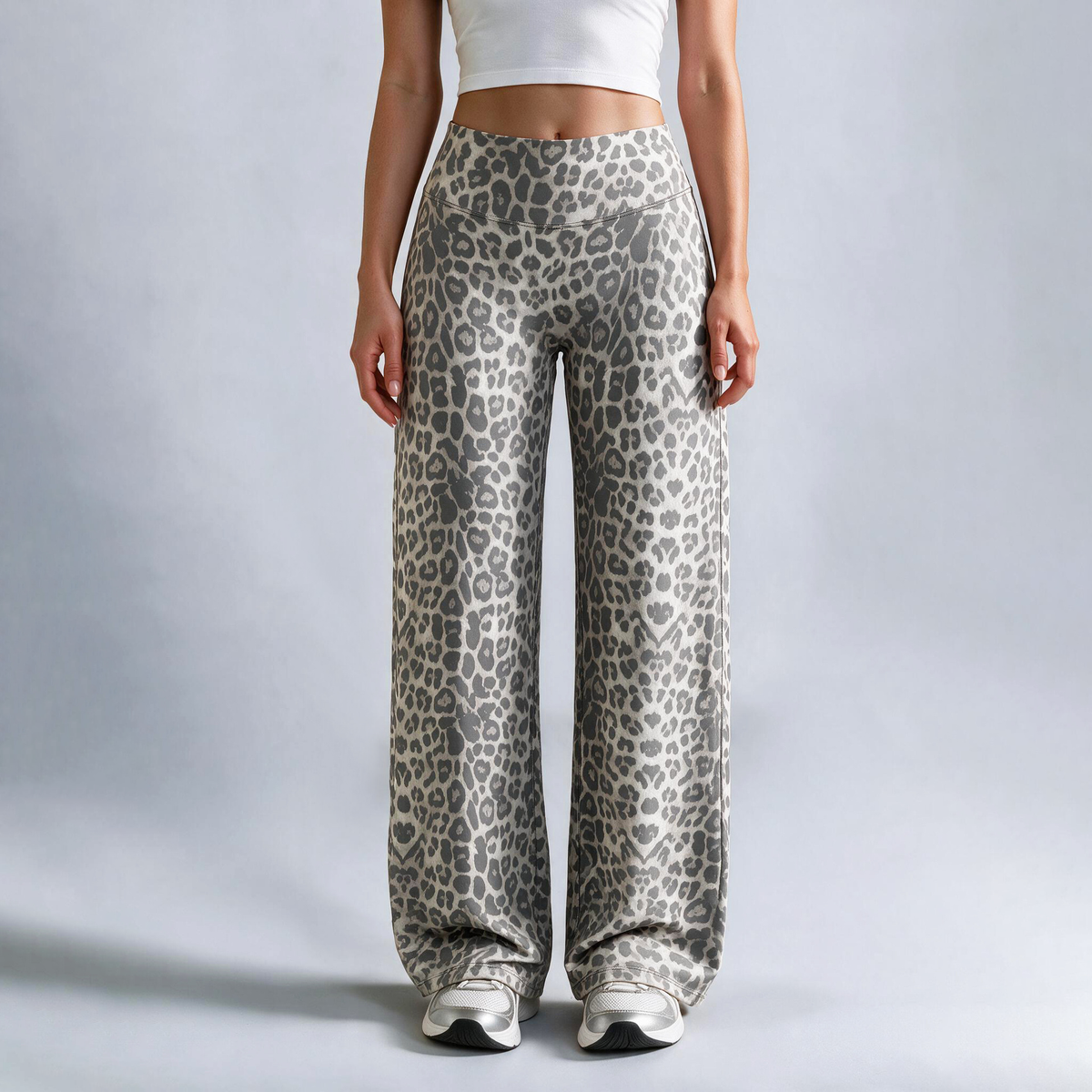 Leopard Print High-Waisted Wide-Leg Pants