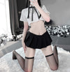 Sexy transparent student white shirt tie bow uniform