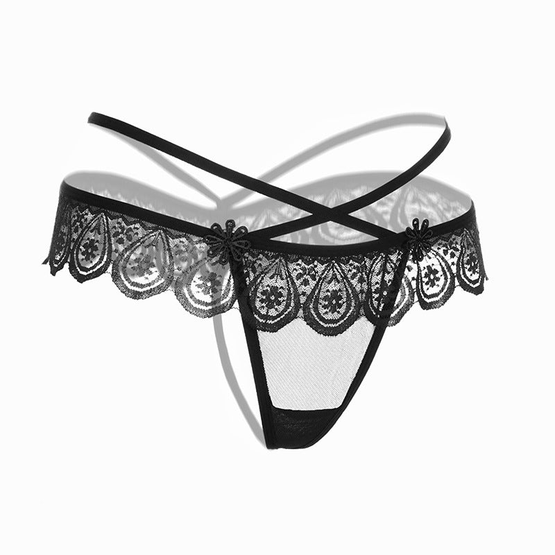 Sexy lace elastic transparent bondage thong