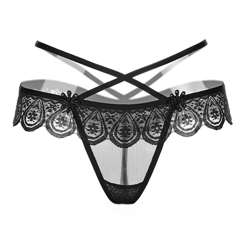 Sexy lace elastic transparent bondage thong