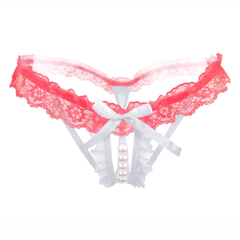Hollow Sexy Lace Pearl Massage Panties