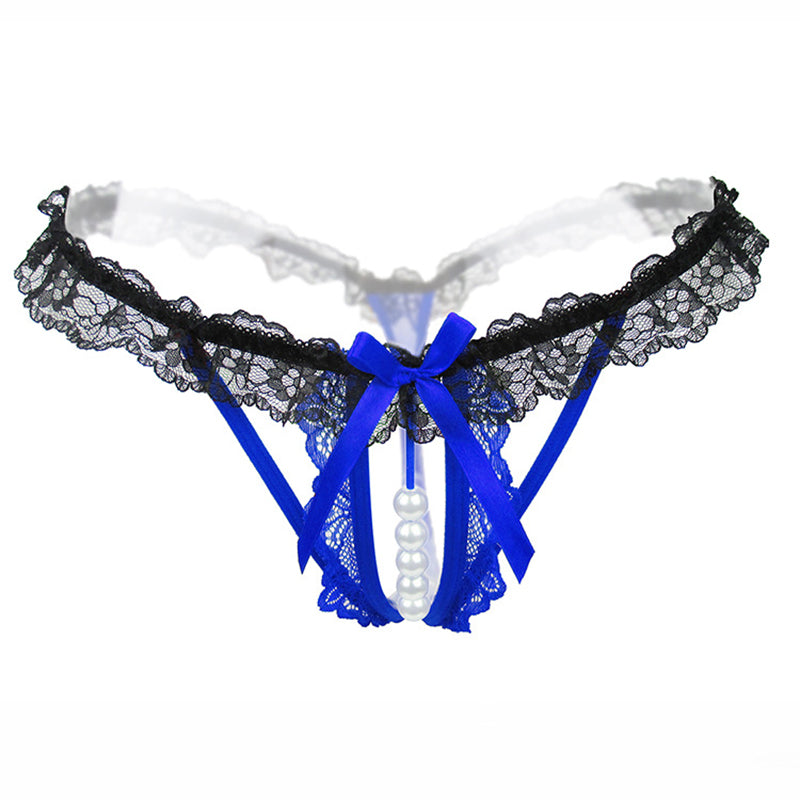 Hollow Sexy Lace Pearl Massage Panties