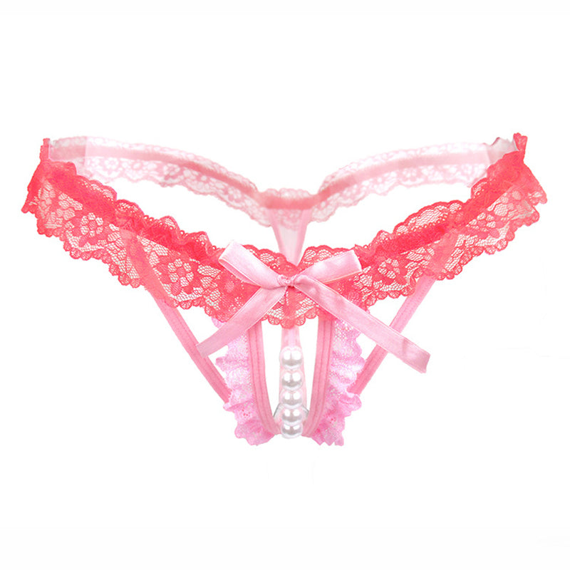 Hollow Sexy Lace Pearl Massage Panties