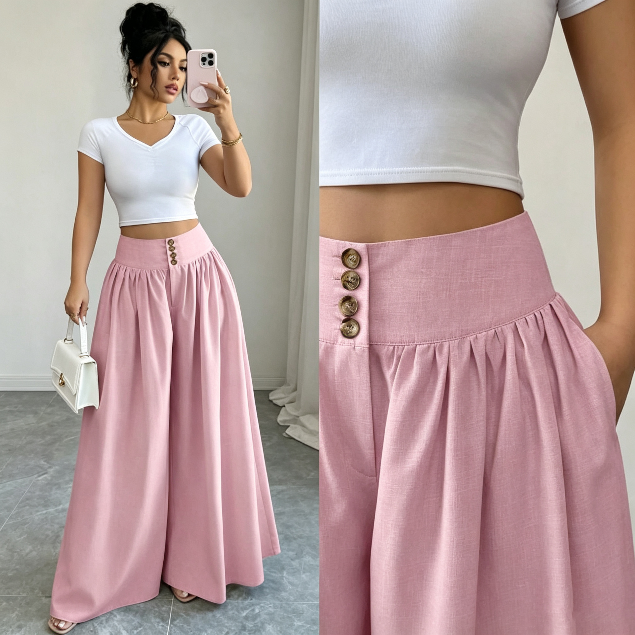 Luna High-Waist Wide Leg Pants Q