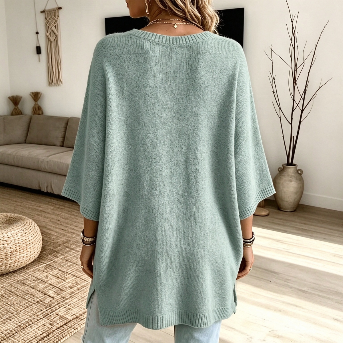 Women’s Oversized Short-Sleeve Knit Sweater
