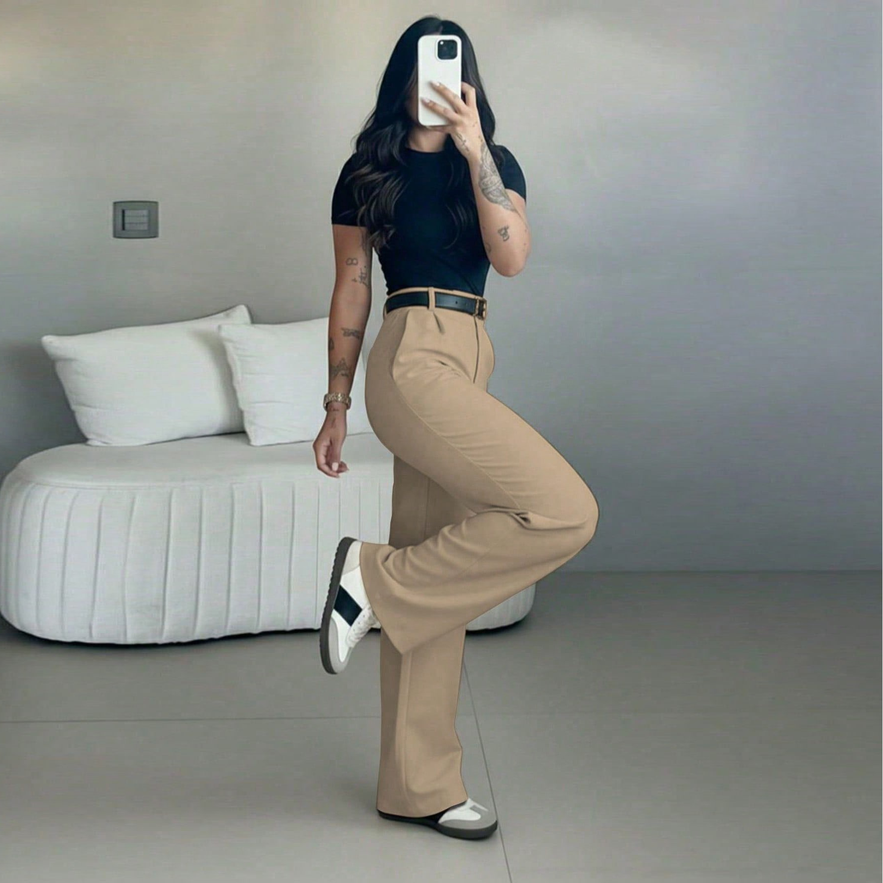 Luna High-Waist Tailored Pants